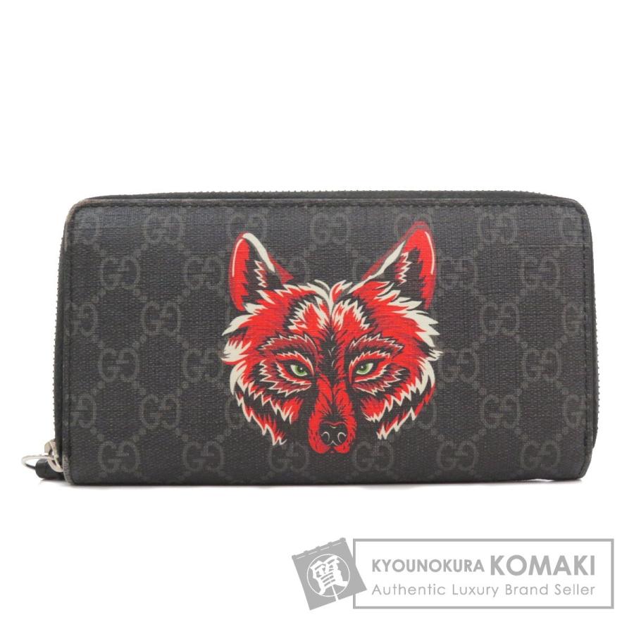 GUCCI グッチ 451273 GGスプリーム ウルフ 長財布（小銭入れあり） PVC 