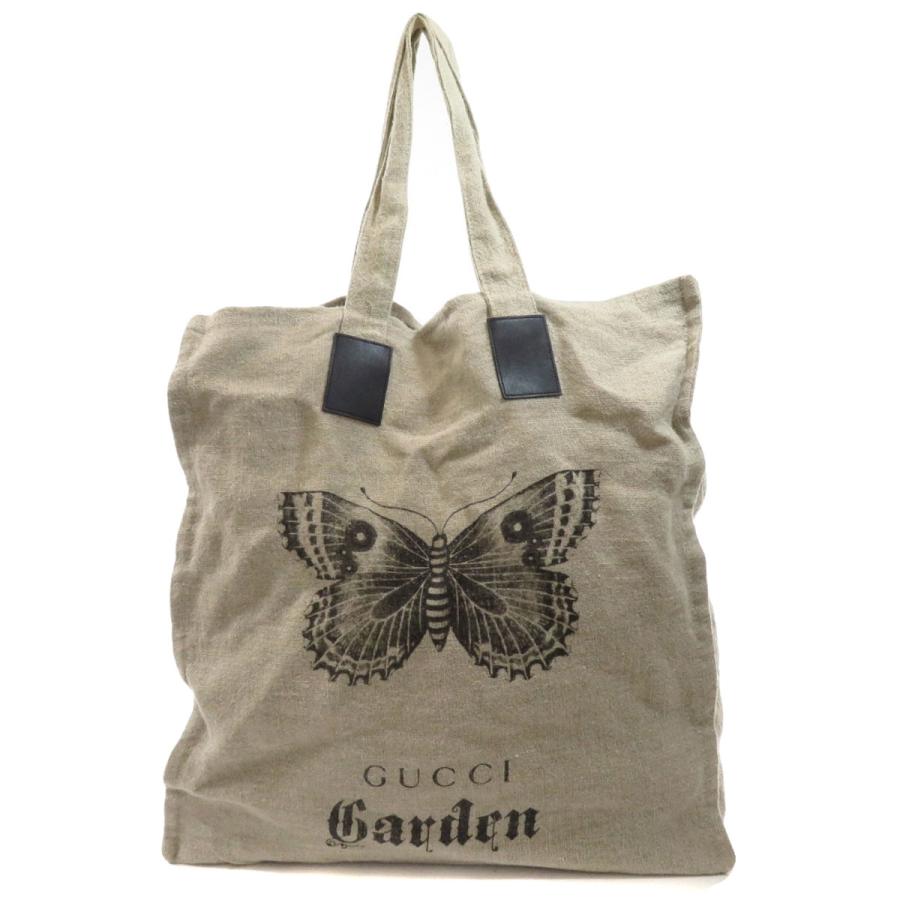 GUCCI garden トートバッグリネンマチあり蝶