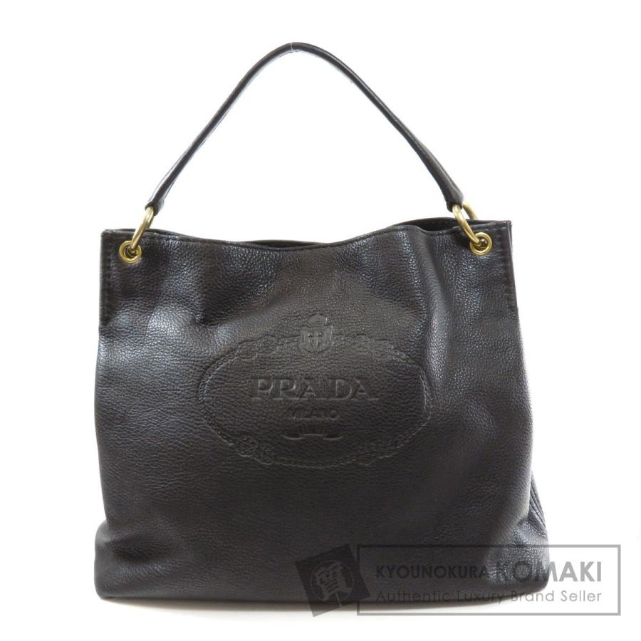 PRADA プラダ ロゴ刻印 トートバッグ レザー レディース 中古品 PRADA プラダ ロゴ刻印 トートバッグ レザー レディース 中古品