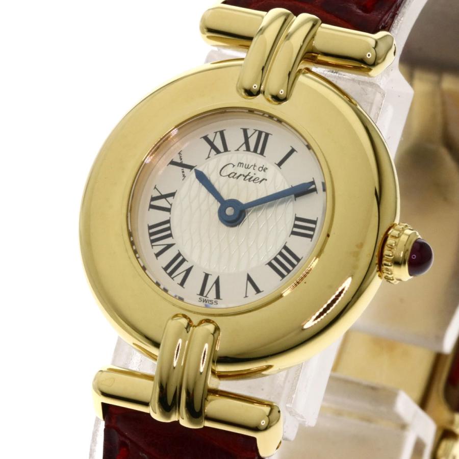 CARTIER カルティエ マストコリゼ ヴェルメイユ 150周年記念モデル 腕時計 GP 革 レディース 中古品