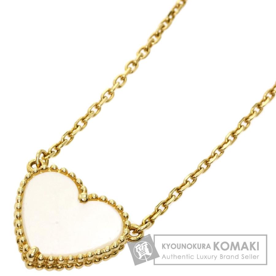 Van Cleef & Arpels ヴァンクリーフ＆アーペル ラッキーアルハンブラ ハート ホワイトシェル ネックレス K18イエローゴールド レディース 