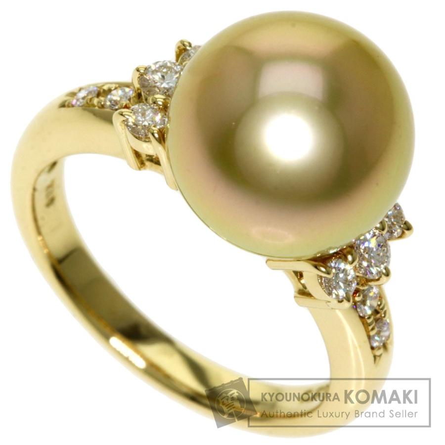 TASAKI タサキ K18 ゴールデンパール ダイヤモンド リング-