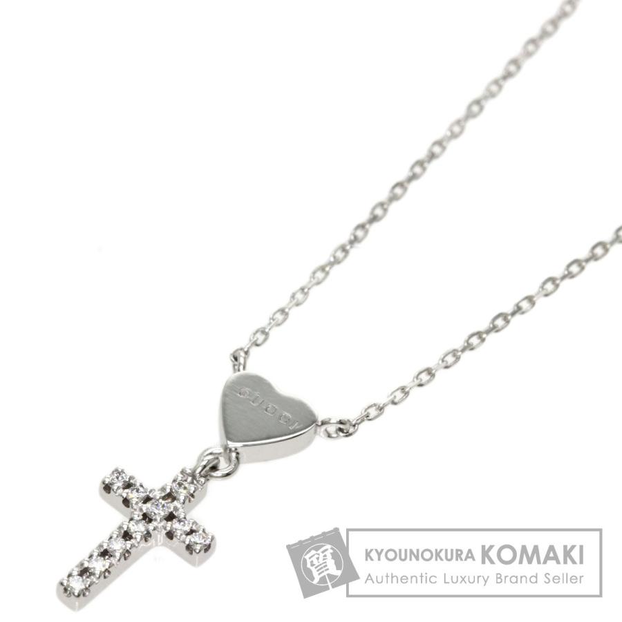 GUCCI グッチ ハートクロス ダイヤモンド ネックレス K18ホワイト  