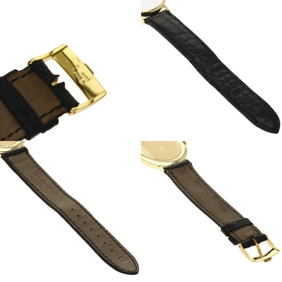 Chopard ショパール ラウンドフェイス 腕時計 K18イエローゴールド 革 