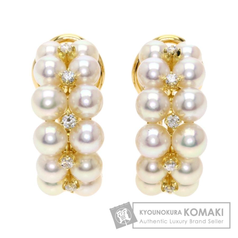 MIKIMOTO ミキモト パール 真珠 ダイヤモンド ピアス K18イエロー  