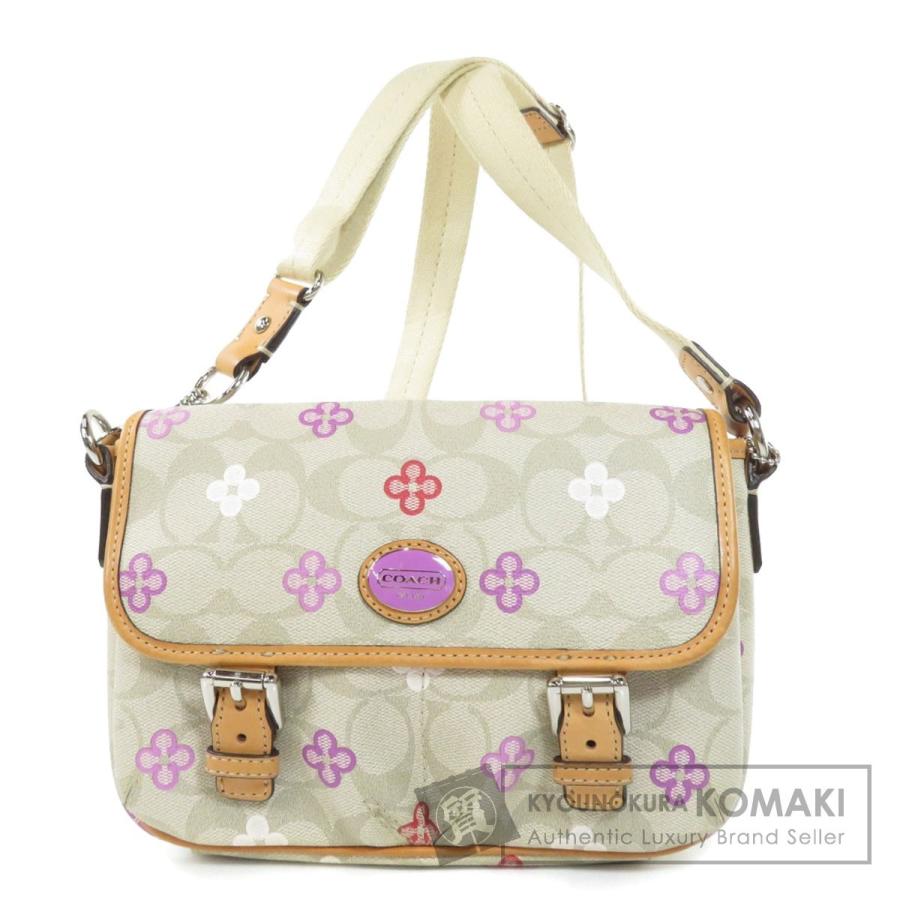COACH コーチ シグネチャー フラワー ショルダーバッグ PVC レディース  