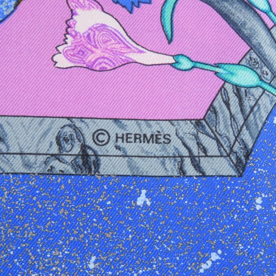 HERMES エルメス カレ90 フラワー カワセミ スカーフ シルク 