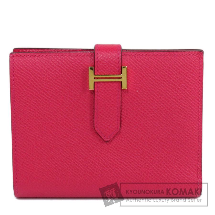 HERMES エルメス ベアンコンパクト ピンク ゴールド金具 二 HERMES エルメス ベアンコンパクト ピンク ゴールド金具 二