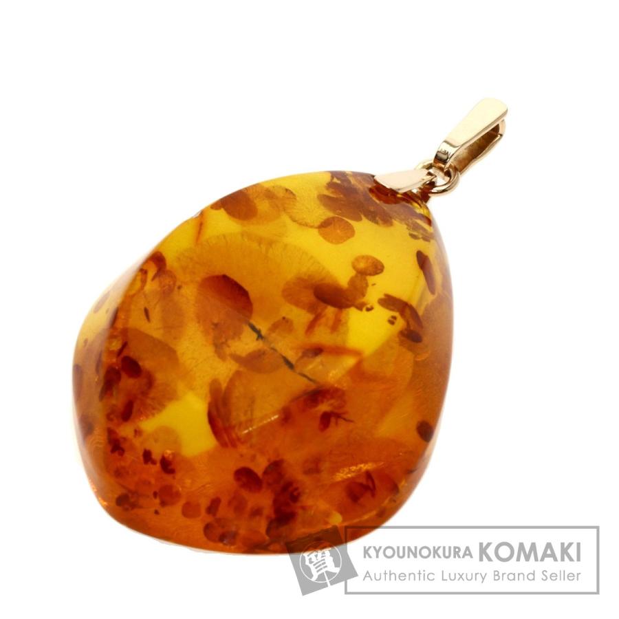 ジュエリー 琥珀 コハク ペンダントトップ K14ピンクゴールド 中古 