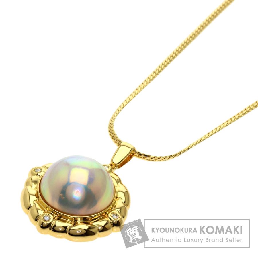 TASAKI タサキ マベパール 真珠 ダイヤモンド ネックレス K18イエロー