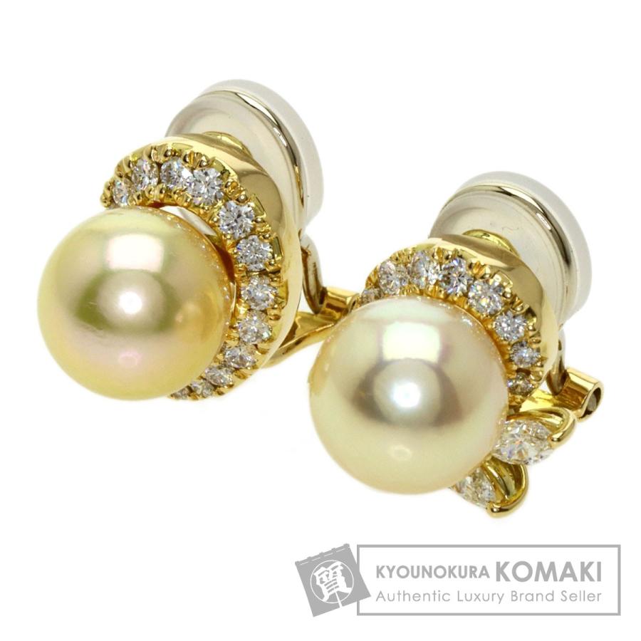 Queen クイーン パール 真珠 ダイヤモンド イヤリング K18イエロー  