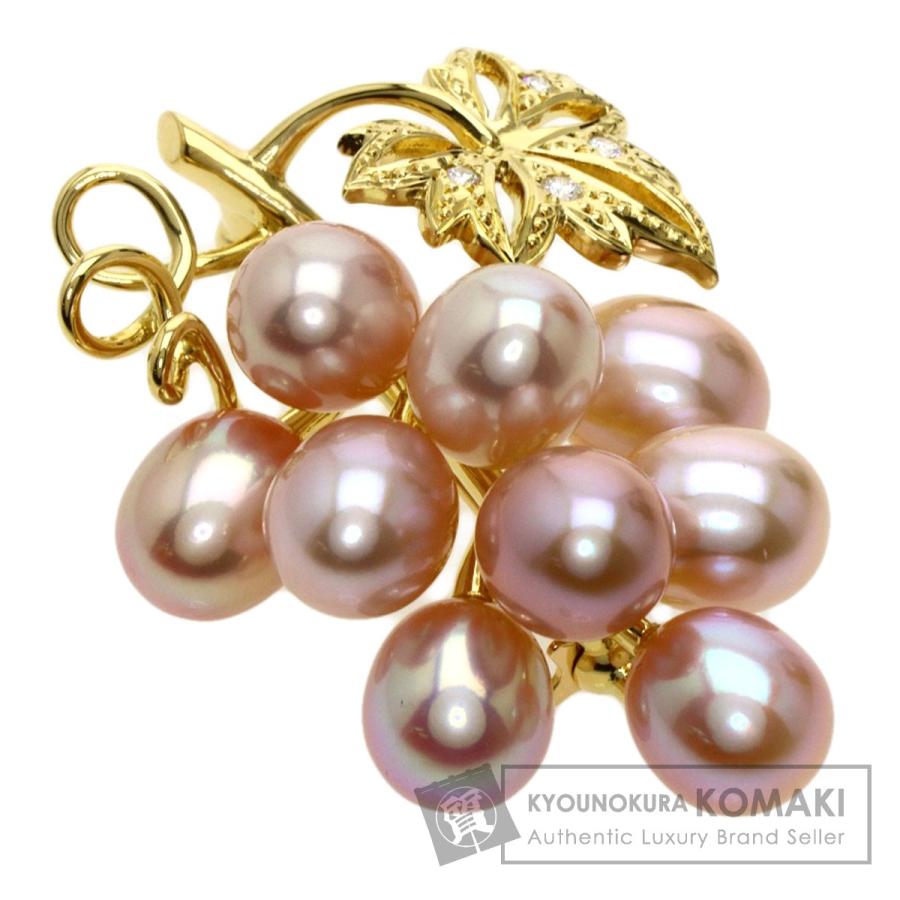 MIKIMOTO ミキモト 淡水パール 真珠 ダイヤモンド ブローチ K18  