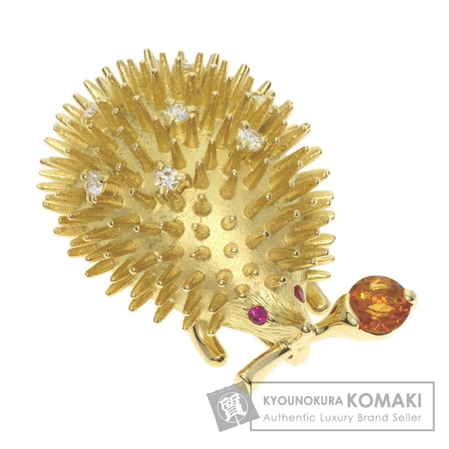 TASAKI タサキ ハリネズミ ピンブローチ シトリン ルビー ダイヤモンド 