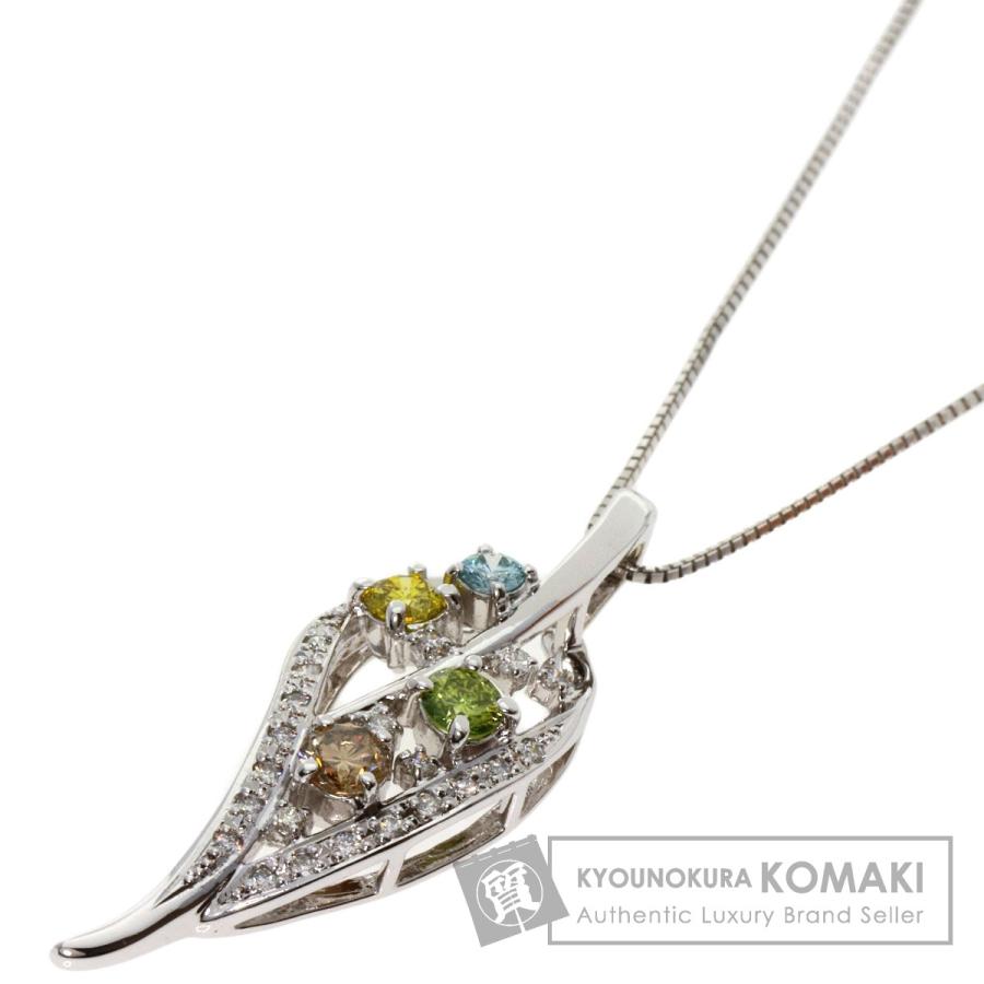 ジュエリー マルチカラー ダイヤモンド ネックレス K18ホワイト 