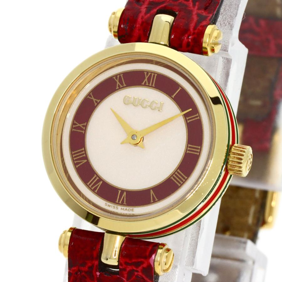 GUCCI グッチ シェリーライン 腕時計 GP 革 レディース 中古 GUCCI グッチ シェリーライン 腕時計 GP 革 レディース 中古