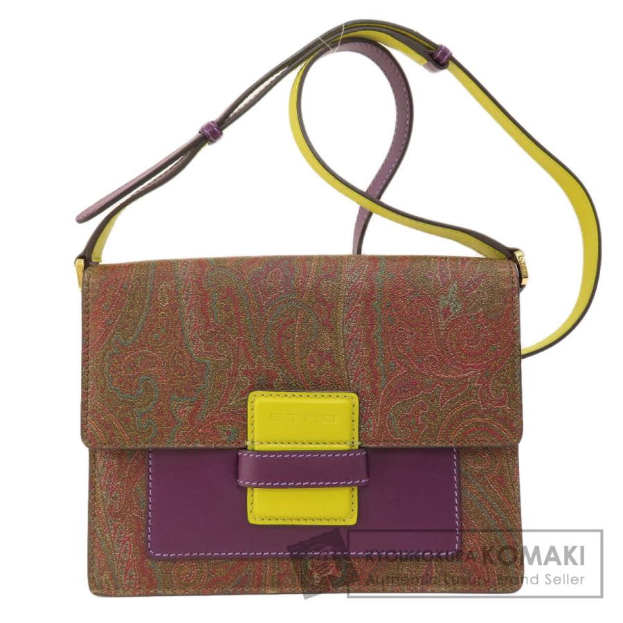 極美品 エトロ ショルダーバッグ イタリア製 ペイズリー PVC バイカラー 極美品 エトロ ショルダーバッグ イタリア製 ペイズリー PVC