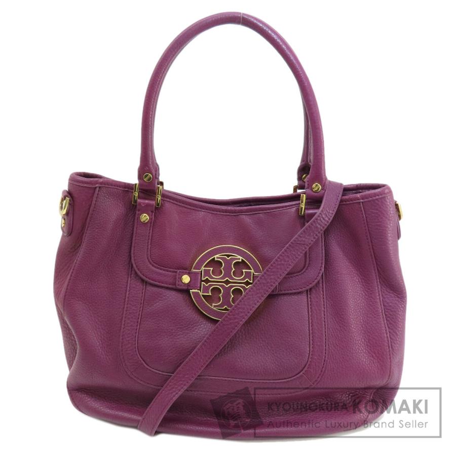 トリーバーチ Tory Burch  ロゴ 2WAY   トートバッグ レザー レディース  中古 TORY BURCH Tory Burch トリーバーチ ロゴ 2WAY トートバッグ レザー