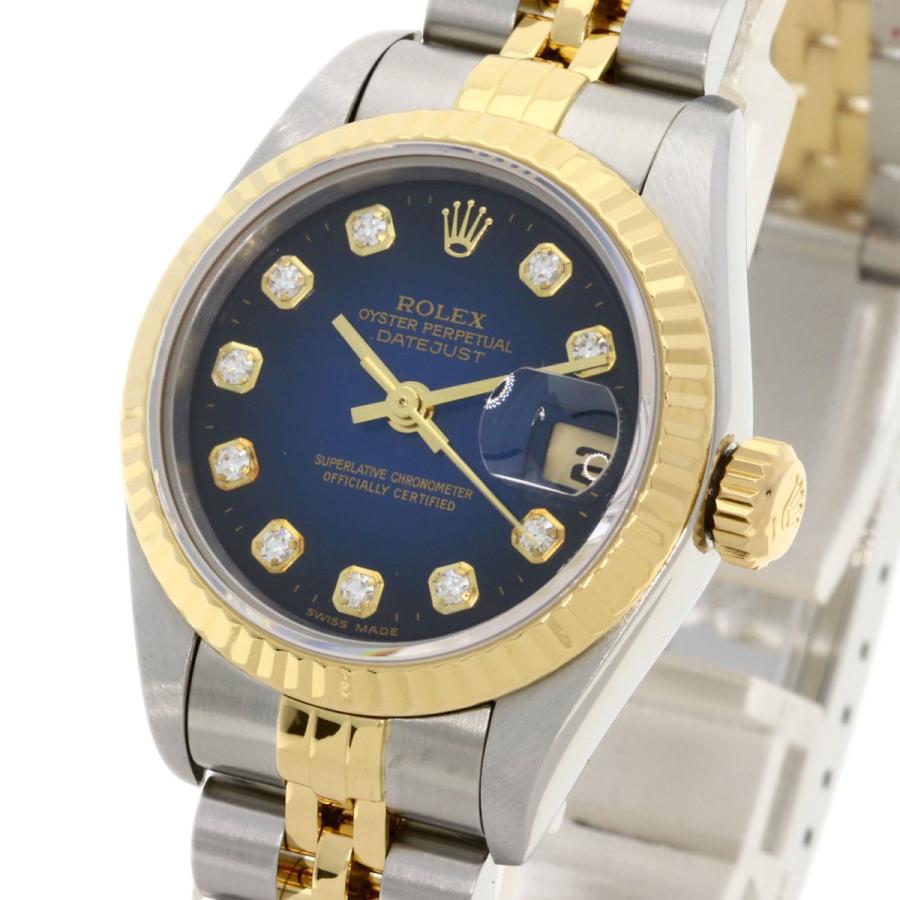 ROLEX ロレックス 79173G デイトジャスト 10P ダイヤモンド ブルーグラデーション 腕時計  ステンレススチール SSxK18YG K18YG レディース  中古｜kyounokura｜03