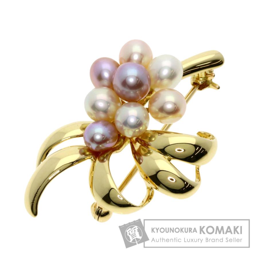 MIKIMOTO ミキモト 淡水パール 真珠 ブローチ K18イエロー 