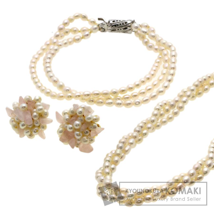 ジュエリー 淡水パール 真珠 イヤリング ブレスレット3点セット  