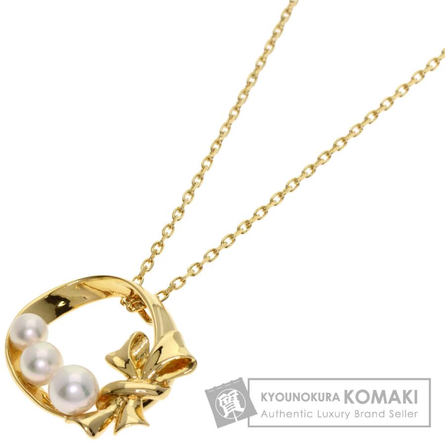 MIKIMOTO ミキモト リボンモチーフ パール 真珠 ネックレス K18