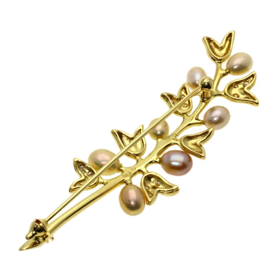 MIKIMOTO ミキモト 淡水パール 真珠 ダイヤモンド ブローチ K18 