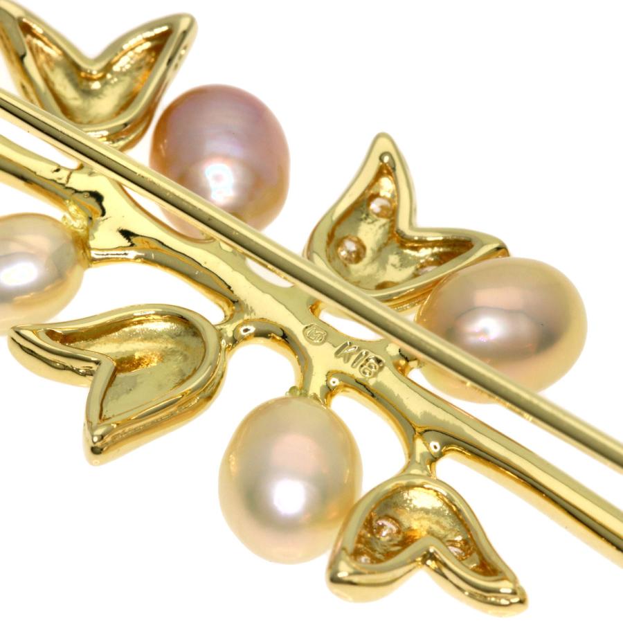 MIKIMOTO ミキモト 淡水パール 真珠 ダイヤモンド ブローチ K18 