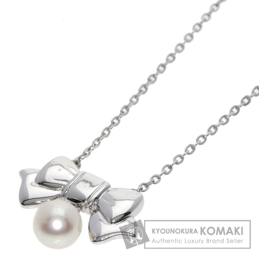 MIKIMOTO パール ネックレスあこや 本真珠 シルバー リボン