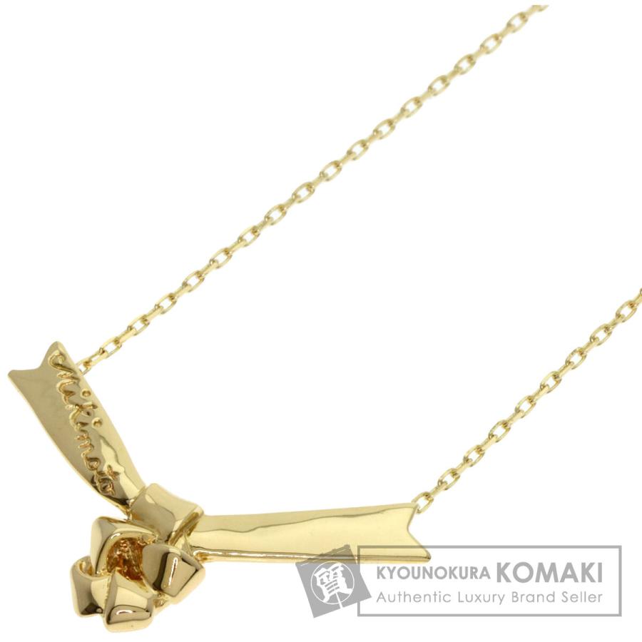 MIKIMOTO ミキモト リボン ネックレス K18イエローゴールド レディース  