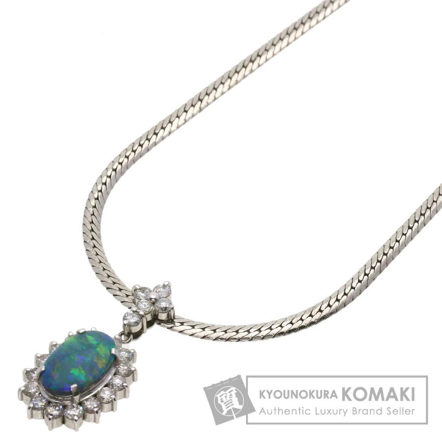 オパール ダイヤモンド Pt900 プラチナ ダイヤ トップ ヘッド ネックレス