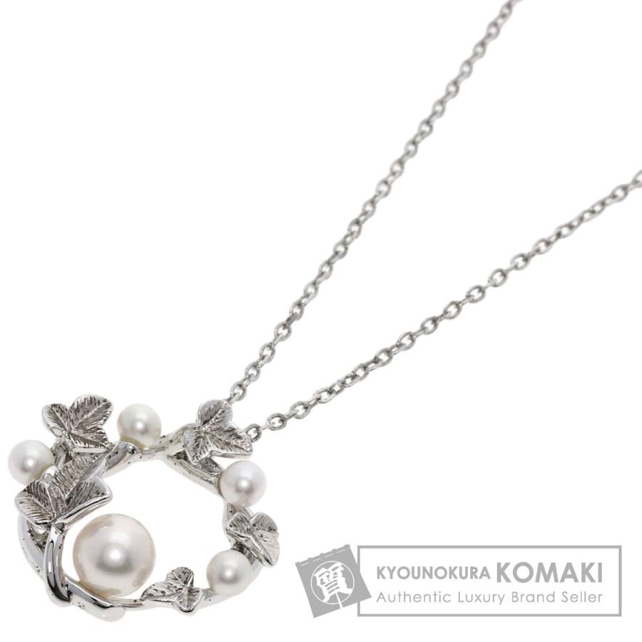 MIKIMOTO ミキモト リーフ アコヤパール 真珠 ネックレス シルバー 