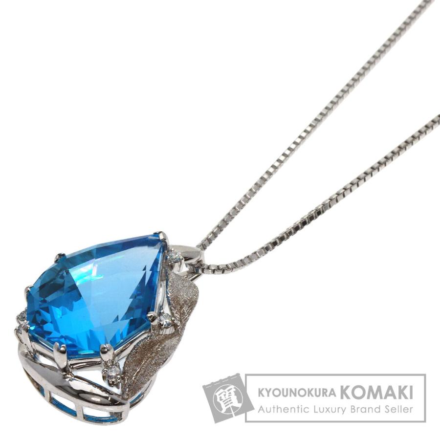 ジュエリー ブルートパーズ ダイヤモンド ネックレス K18ホワイト  