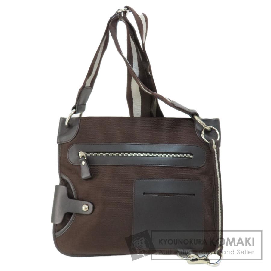 バリー BALLY  バリーストライプ  ショルダーバッグ キャンバス レディース  中古 Bally（バリー） バリーストライプ ショルダーバッグ キャンバス
