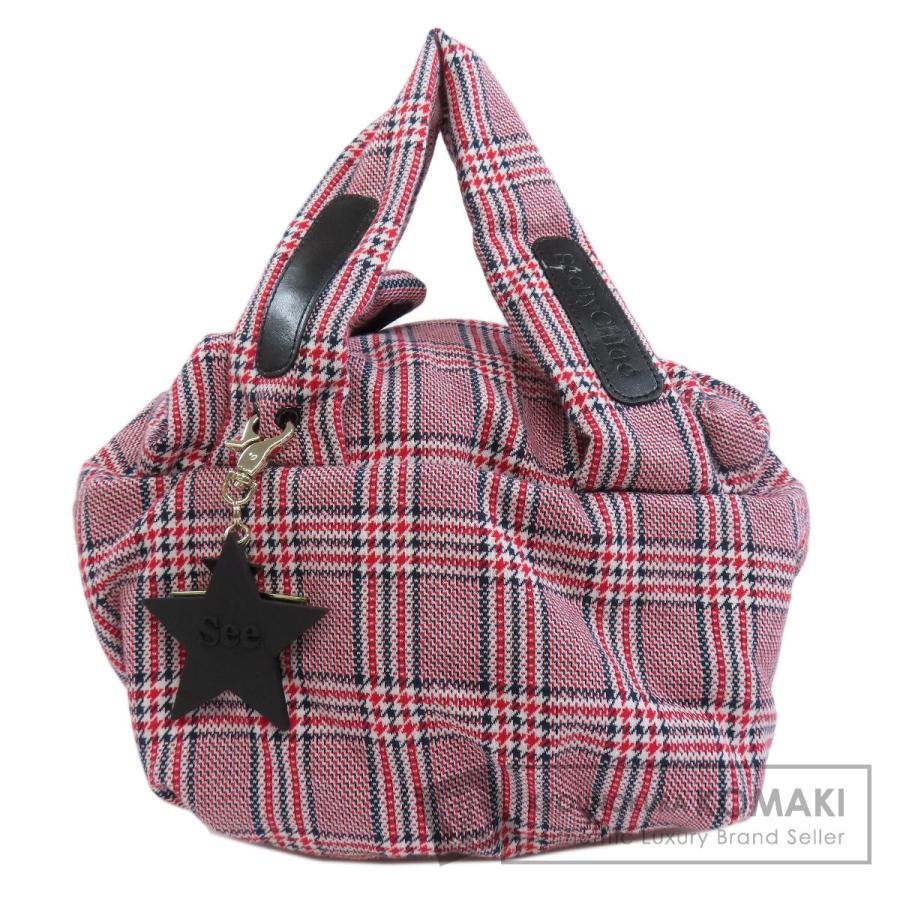 SEE BY CHLOE シーバイクロエ チェック柄 ハンドバッグ コットン  