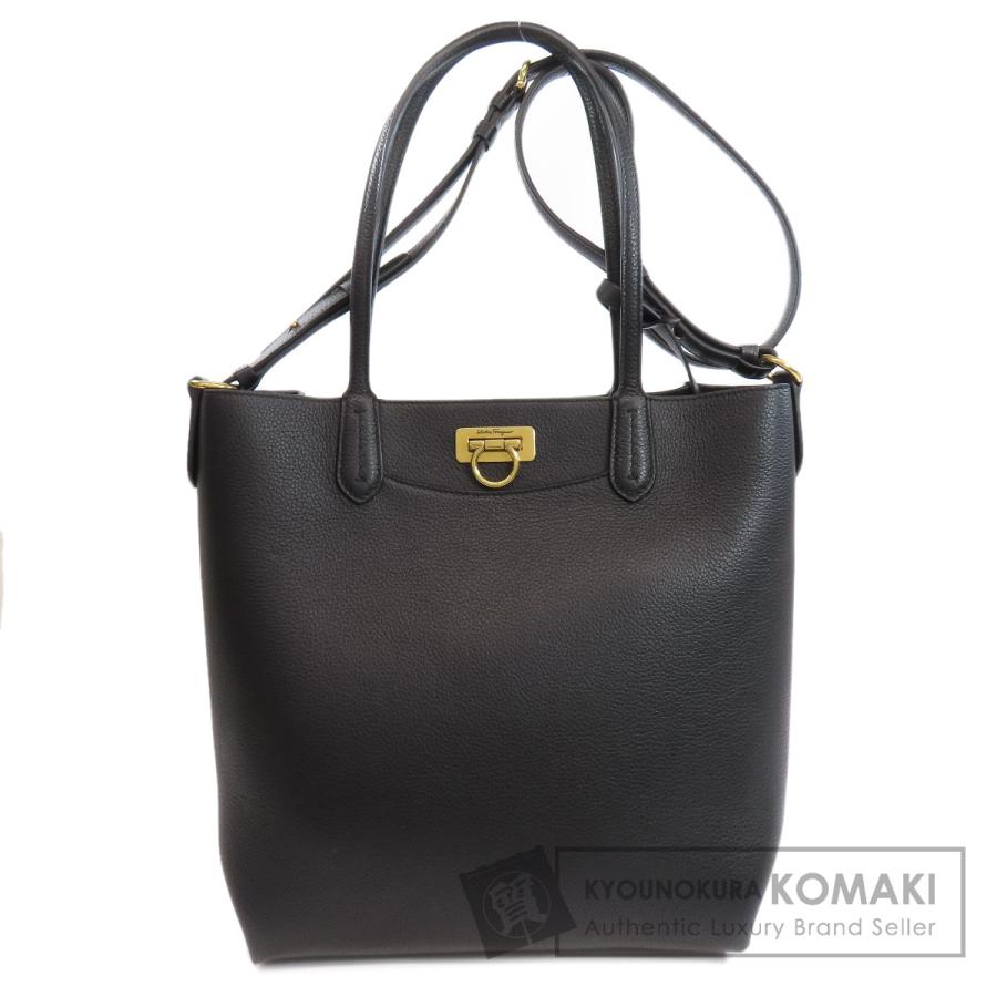 サルヴァトーレフェラガモ ガンチーニ金具 レザートートバッグ黒