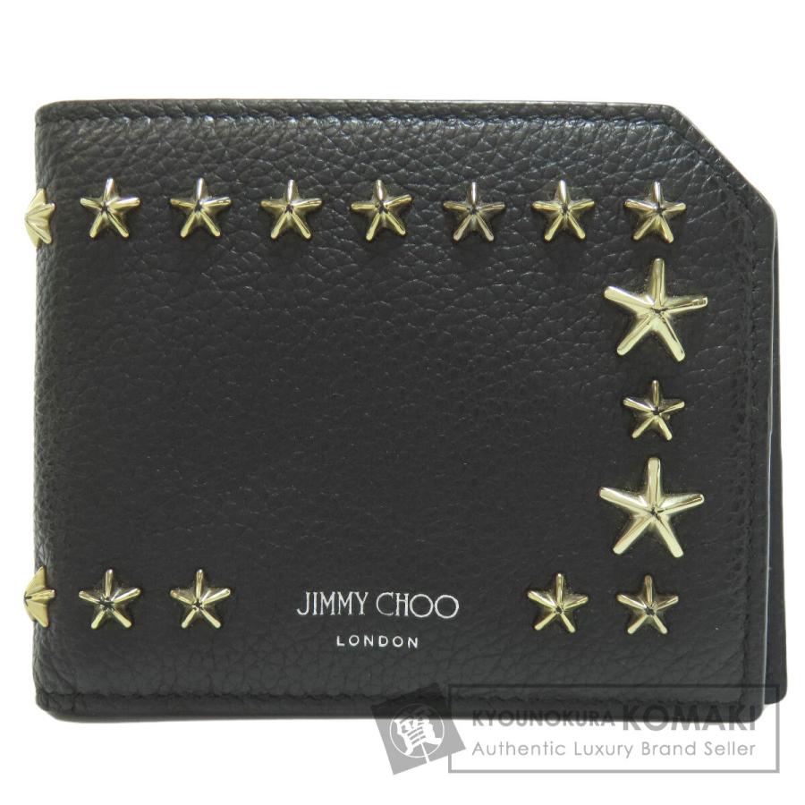 ジミーチュウ Jimmy Choo  スターモチーフ  二つ折り財布（小銭入れあり） レザー 中古 Jimmy Choo ジミーチュウ スターモチーフ 二つ折り財布（小銭入れあり