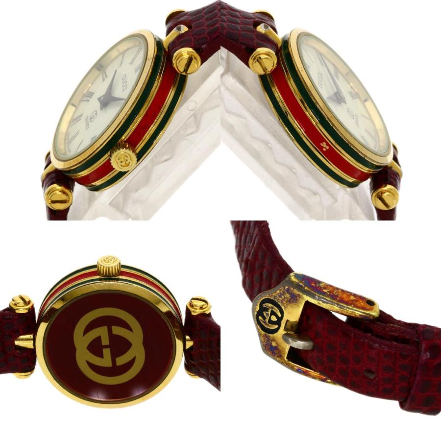 GUCCI グッチ シェリーライン 腕時計 GP 革 レディース 中古 GUCCI グッチ シェリーライン 腕時計 GP 革 レディース 中古