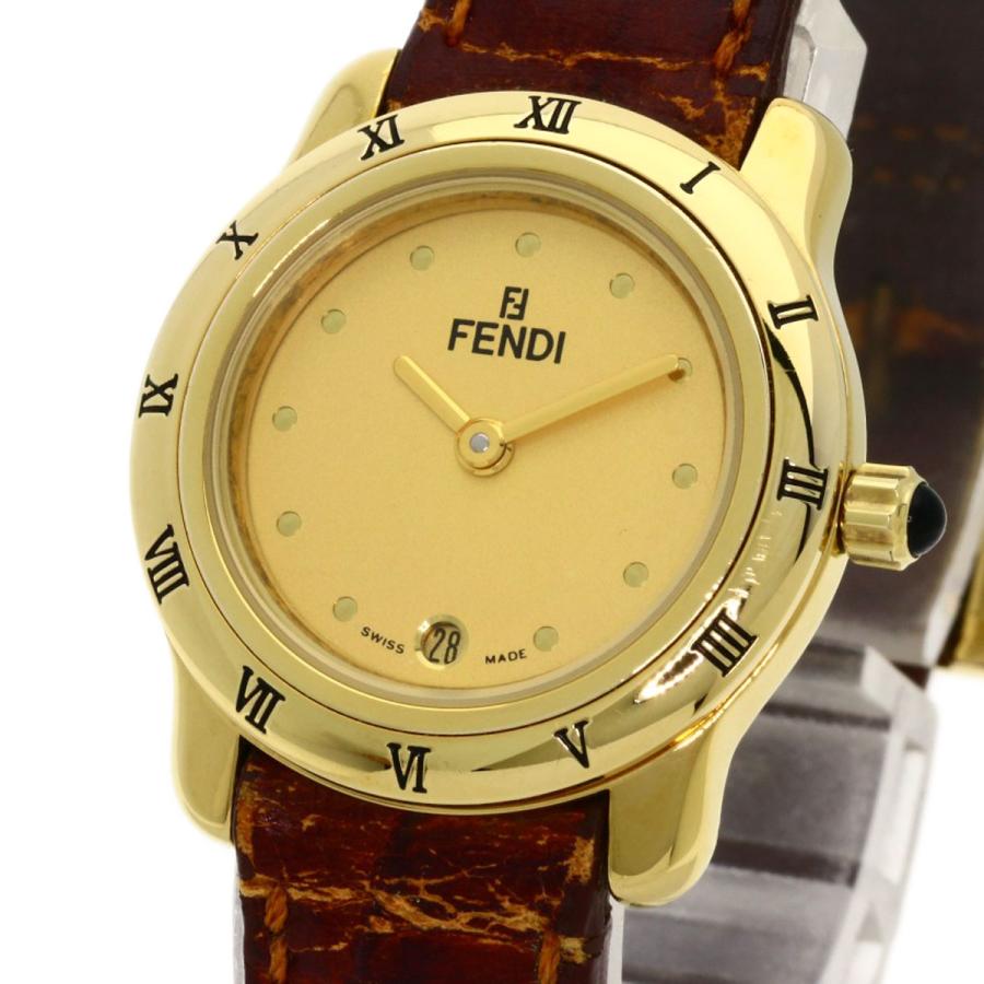 FENDI フェンディ 860L ラウンドフェイス 腕時計 GP 革 FENDI フェンディ 860L ラウンドフェイス 腕時計 GP 革
