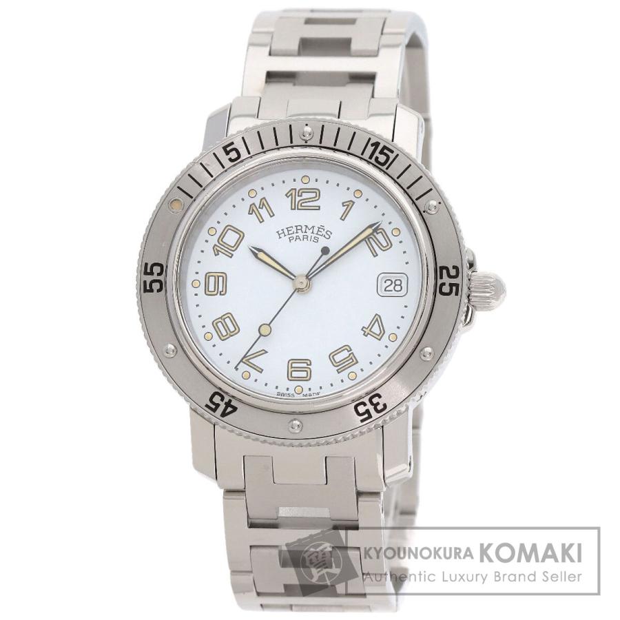 直営店　正規　HERMES　クリッパー 腕時計 シルバー　新品電池交換美品　箱付 直営店 正規 HERMES クリッパー 腕時計 シルバー 新品電池交換美品 箱