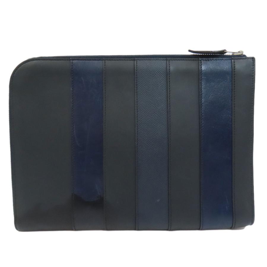 HERMES エルメス ストライプ クラッチバッグ レザー メンズ 中古 HERMES エルメス ストライプ クラッチバッグ レザー メンズ 中古