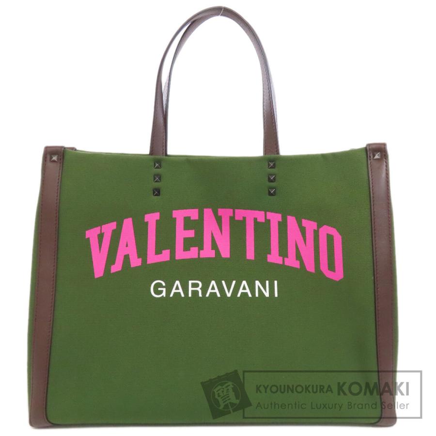 ヴァレンティノ VALENTINO  ロゴ  ハンドバッグ キャンバス レディース  中古 VALENTINO（ヴァレンティノ） ロゴ ハンドバッグ キャンバス