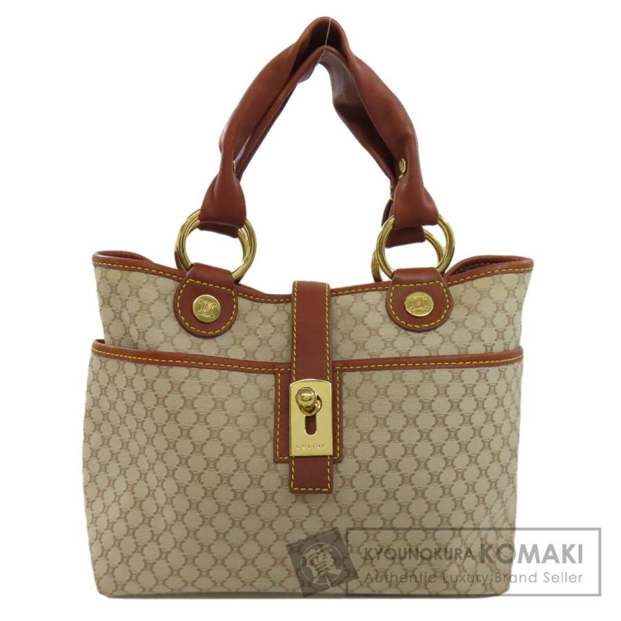 【美品】CELINE セリーヌ ハンドバッグ マカダム柄 キャンバス レザー CELINE（セリーヌ） マカダム柄 ハンドバッグ キャンバス レディース