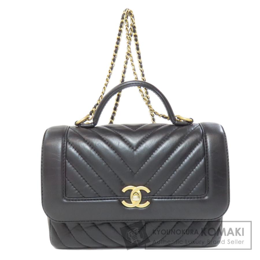 シャネル CHANEL  シェブロン Vステッチ ゴールド金具 2WAY  ハンドバッグ カーフ レディース  中古 CHANEL（シャネル） シェブロン Vステッチ ゴールド金具 2WAY