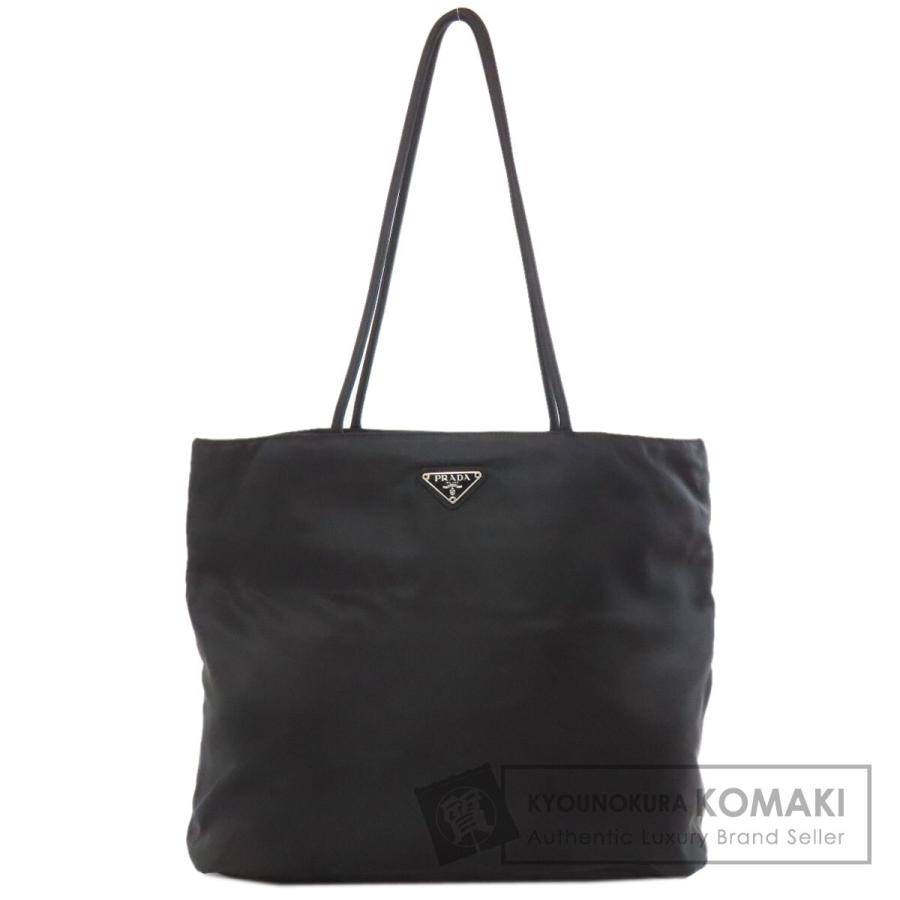 【美品】PRADA プラダ　ハンドバッグ　トート　ナイロン　ブラック　黒　ロゴ PRADA（プラダ） ロゴ金具 トートバッグ ナイロン素材 レディース 中古