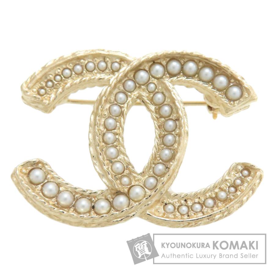 CHANEL ブローチ ココマーク フェイクパール ラインストンメタル CHANEL（シャネル） ココマーク フェイクパール ブローチ 金属製