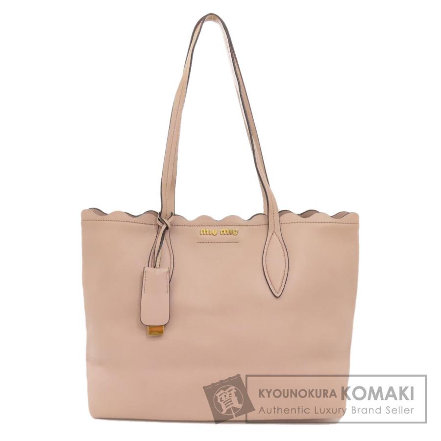 【SALE】miu miu ロゴ入りトートバッグ miu miu（ミュウミュウ） ロゴ トートバッグ レザー レディース 中古