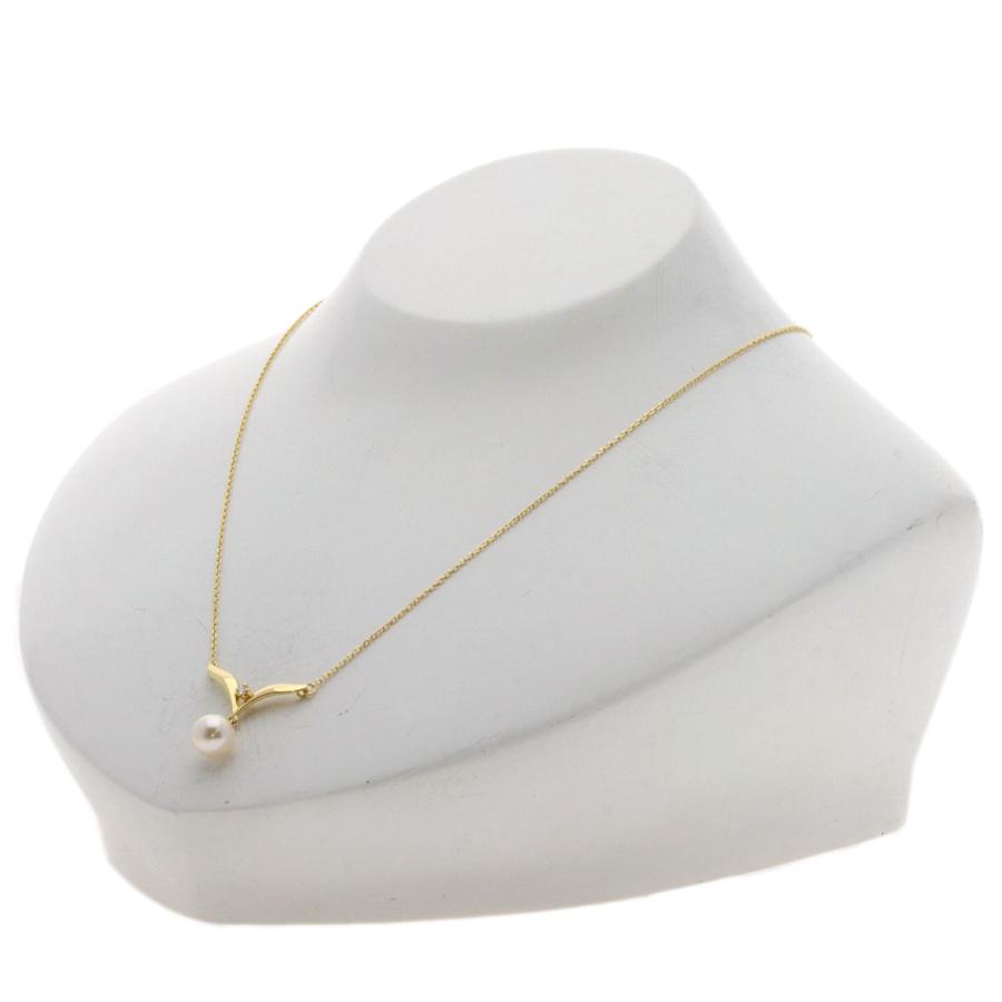 MIKIMOTO ミキモト パール 真珠 1P ダイヤモンド ネックレス K18 MIKIMOTO ミキモト パール 真珠 1P ダイヤモンド ネックレス K18