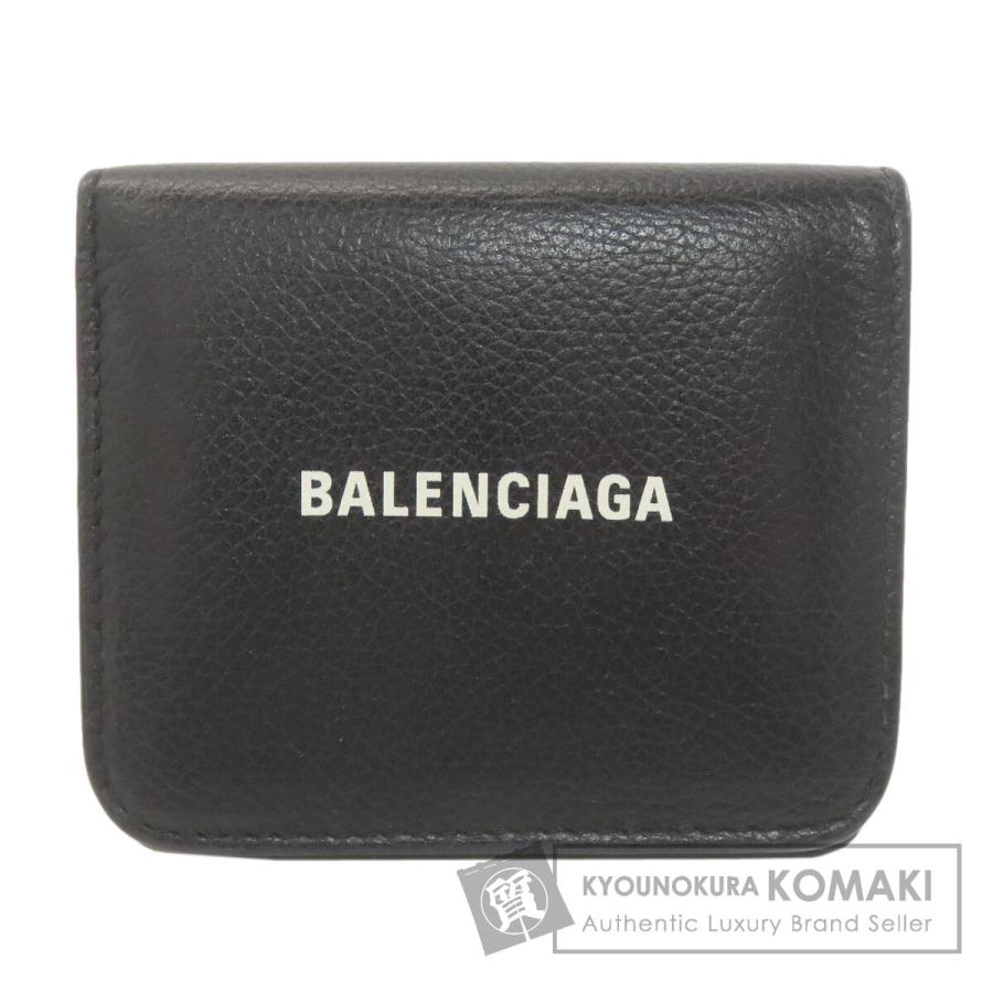 美品✨BALENCIAGAバレンシアガ財布　二つ折財布594216ロゴ　ブラック BALENCIAGA（バレンシアガ） 594216 ロゴ 二つ折り財布（小銭入れあり