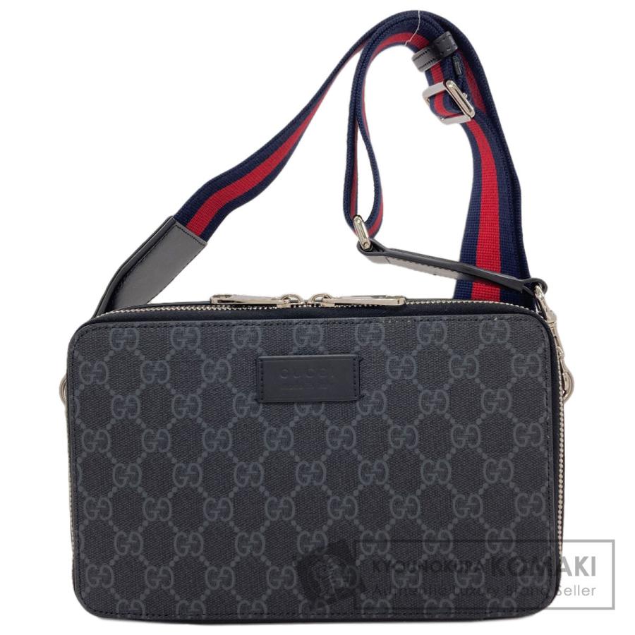 美品 グッチ ベルトバッグ ショルダーバッグ GGスプリーム PVC ブラック系 GUCCI（グッチ） GGスプリーム ベルトバッグ ウエストバッグ ボディー