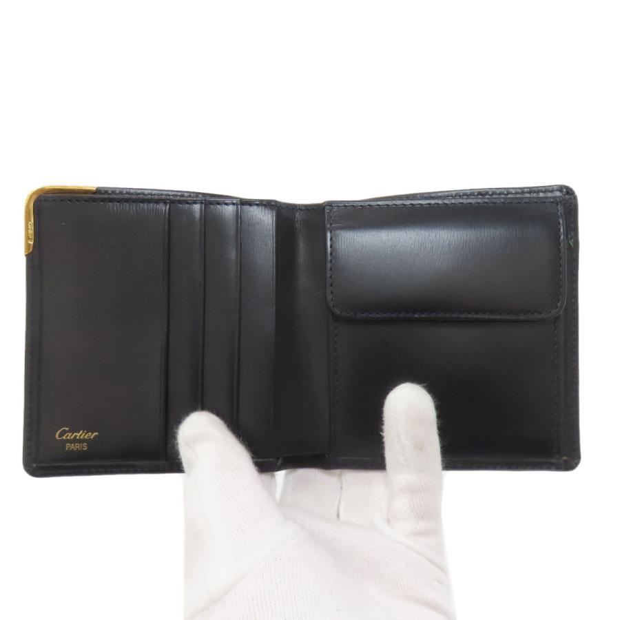 CARTIER カルティエ サファイアライン 二つ折り財布（小銭入れあり） レザー レディース [中古] Cartier（カルティエ） サファイアライン 二つ折り財布（小銭入れあり